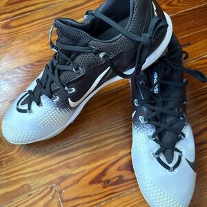 Nike Black and White Baseball Cleats, size men’s 14